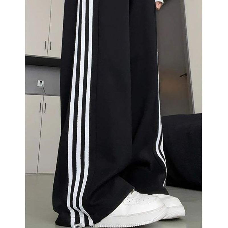 Black Sweatpants Children's New Autumn Small Casual Striped Straight Loose Wide-leg Sweatpants