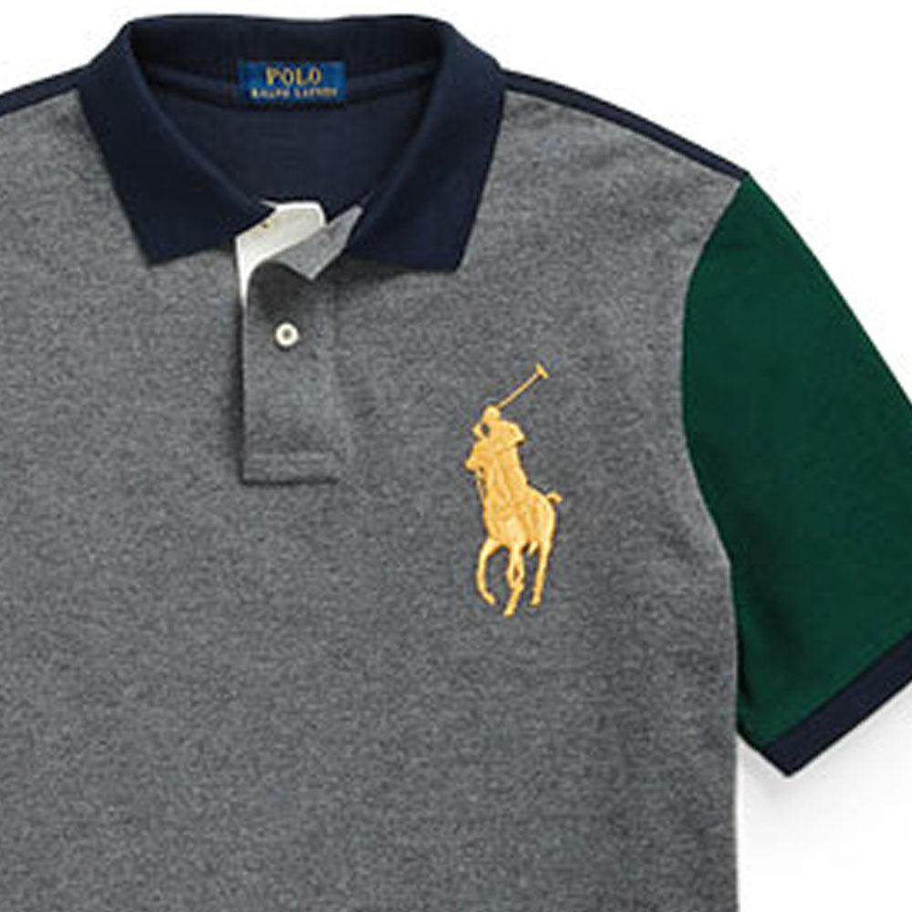 Polo Ralph Lauren Slim Fit Big Pony Color Block Short Sleeve Polo Shirt Men Tops Gray MNPOKNI1N821457-020