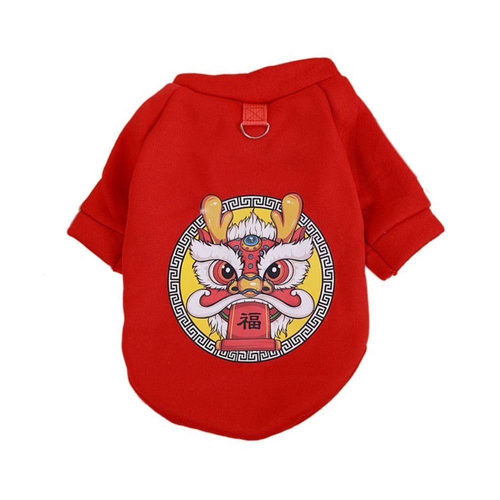 Cartoon Dragon Cats Coat Chinese Style Zodiac Dragon Dog Clothes New Year Dog Hoodies Winter