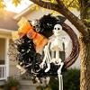 Bone-Themed Halloween Wreath Accent for Wall Presentation and Entryway Styling, Seasonal Piece for Party Scene, Entry Door, and Indoor Display