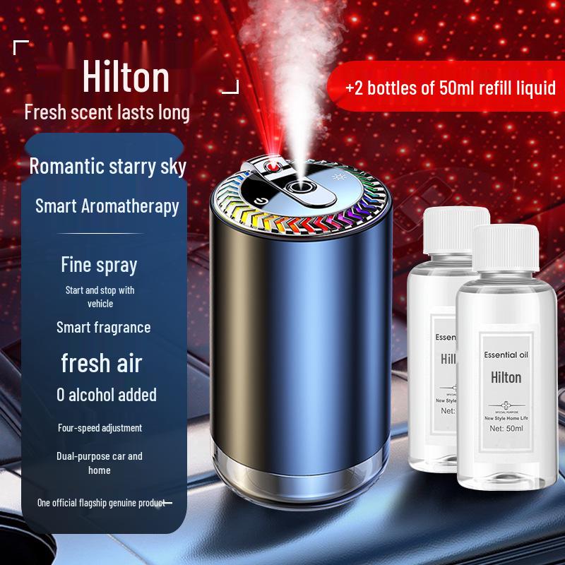 Starry Sky Car Air Vent Perfume Diffuser: Smart Automatic Aroma Sprayer with Long-lasting Fragrance and Ambient Ceiling Light Effect.