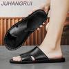 Modische Herren-Slipper Sommer Rutschfest Verschleißfest Lässige Luxus-Slipper Lederslipper Outdoor-Strandsandalen Atmungsaktiv