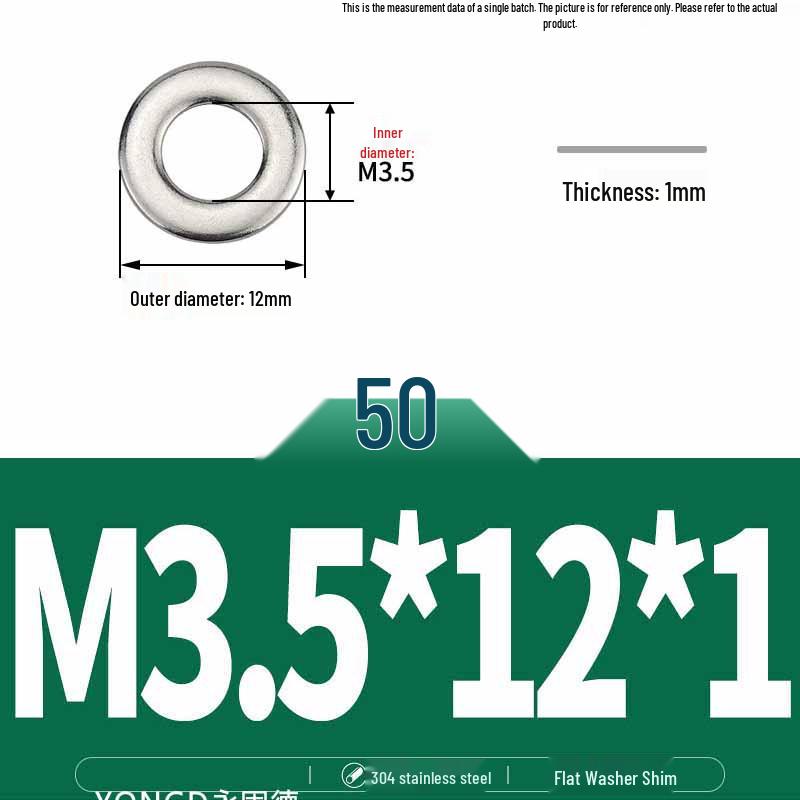 304 Stainless Steel Thickened Flat Washer / Ultra-thin Metal Gasket, Sizes M1.6-M10