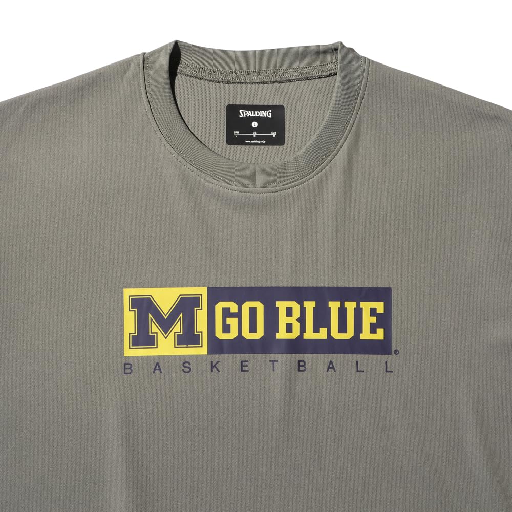 Spalding Michigan Go Blue Basketball Stone T-Shirt, Size M, SMT25024M