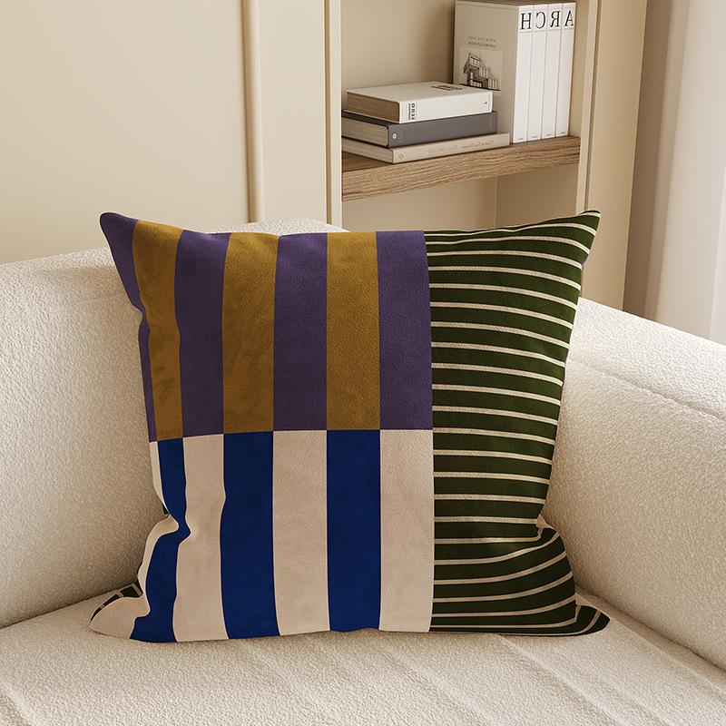 45x45cm French Style Throw Pillow Covers with Insert, Linen Blend Decorative Cushions for Sofa Bed Living Room