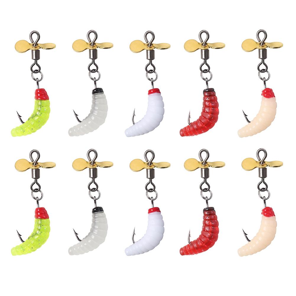 

10Pcs Propeller Worm Fishing Lure Spinner Worm Bait Silicone Artificial Bait for Trout Salmon Bass
