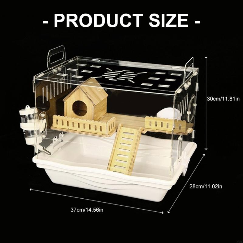 Hamster Rodents Cage Toy Gerbil Cage Clear Window Villa Water Bottle for Ferrets