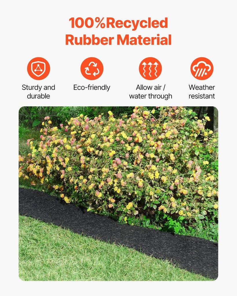 Rubber Mulch Roll for Landscaping 120 x 4.5in Rubber Mulch Mat Pathway