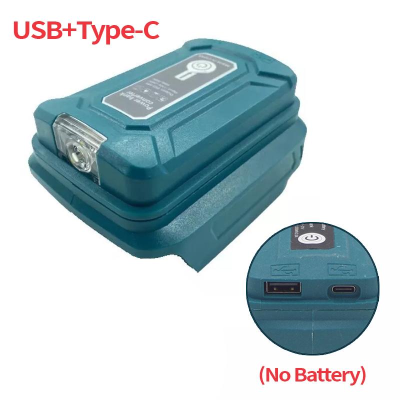Adapter LED Working Light For Makita 14.4V/18V Li-on Battery BL1830 BL1430 BL1850 Dual USB Converter with LED Lamp for Makita