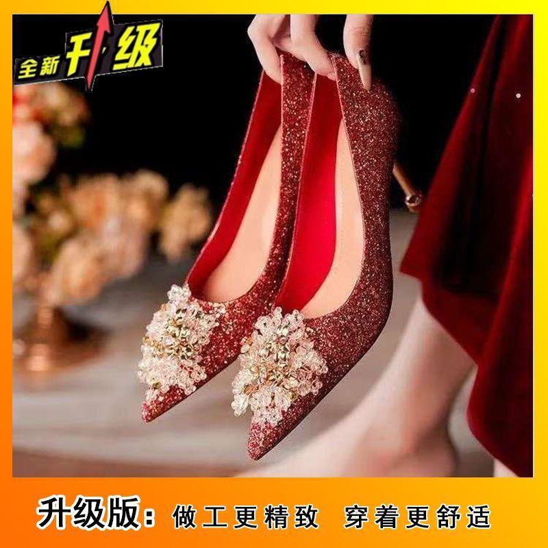 Niche design comfortable high heels spring and summer new pointed shallow mouth stiletto shoes 34