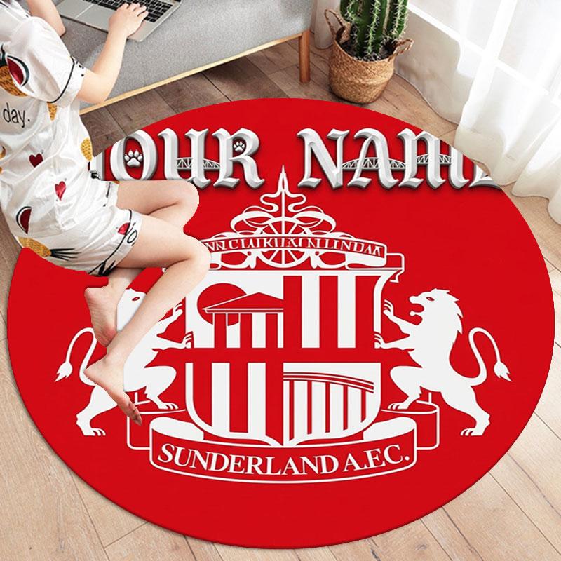 Sunderland A.F Custom Name Round Area Rug,Carpet Rug for Living Room Bedroom Sofa Playroom Decor,Non-slip Floor Mat