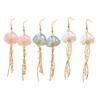 1 Pair Hook Earrings, Jellyfish Design Long Draped Tassel Earrings, Translucent Imitation Pearl Beads Drop Earrings for Beach Vacations Daily Wear