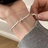 Cute Fresh Silver Color Simple Bowknot Bracelet for Women Ladies Elegent Chain Necklace Bangle Party Light Luxury Jewelry