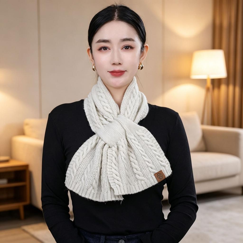 New fashionable versatile knitted twist unisex thickened warm scarf premium cross knitted scarf
