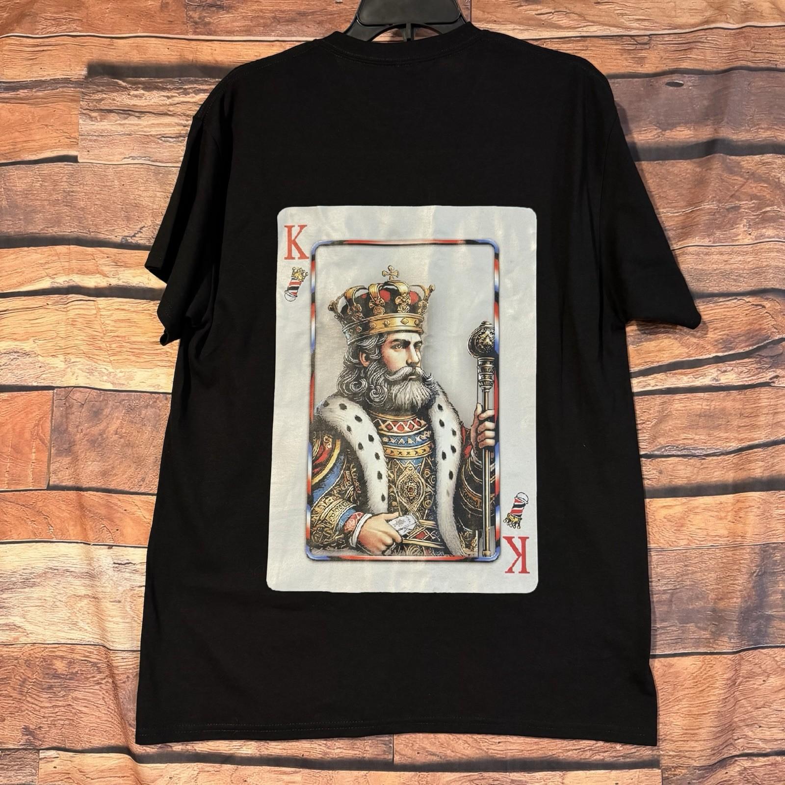 King of the Klipperz Mens L Black Playing Card Barber Graphic Tee Unisex T-Shirt XL
