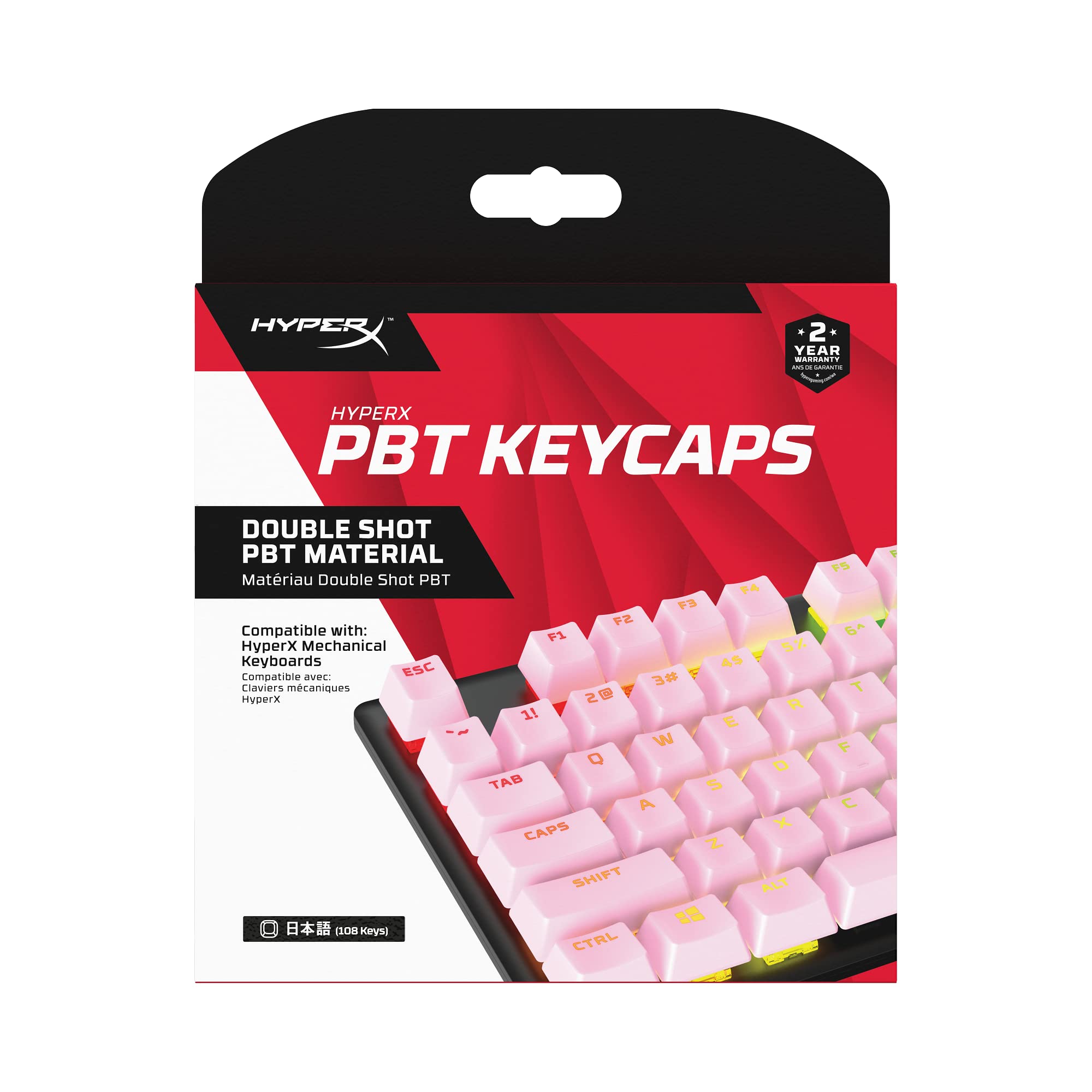 

HyperX PBT Pudding Keycaps, Full 108-Key Set, Pink, Japanese Layout, 2-Year Warranty, 519T9AA#ABJ