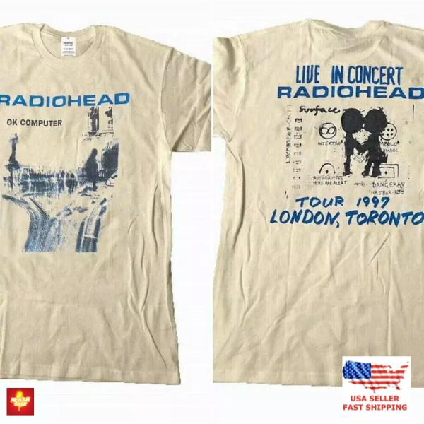 Radiohead Ok Computer Альбомы 90-х Графический Песочный Футболка 2-сторонняя Хлопок Для Фанатов Унисекс Футболка S