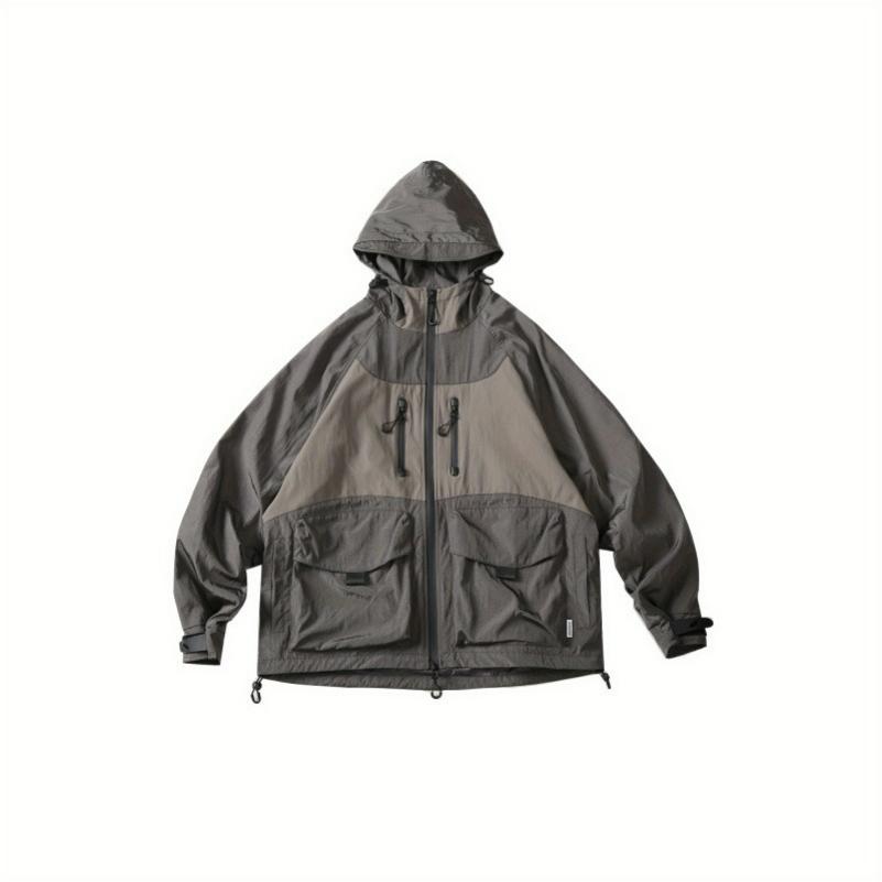 

Outdoor Color Matching Hooded Tooling Jacket Jacket Men and Women Autumn Loose Tide Brand Jacket Top 2XL