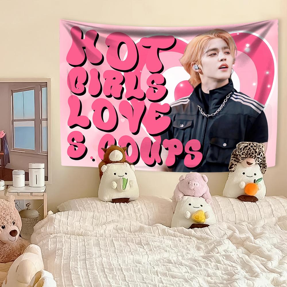Kpop Singer Tapestry S-Scoups Home Decor Wall Hanging Bedroom Dorm Background Cloth Hot Girls Concert Banner Birthday Gift