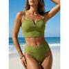 2026 V-wire Strappy Bikinis Solid Padded Swimsuit Women High Waist Swimwear Female Bathers Bathing Swimming Swim Suit Beachwear
