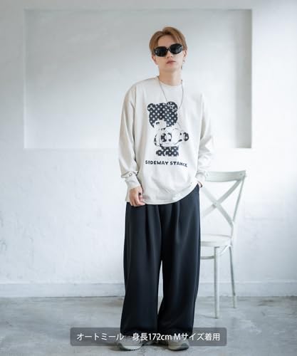 IMPROMES Casual SIDEWAYSTANCE Monogram Bear Long Sleeve T-Shirt, Men's, White