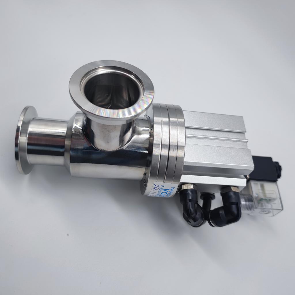 KF Vacuum Pneumatic Flapper Valve L Type GDQ High Vacuum Angle Valve KF16 KF25  220V and 24V