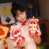New Year Gift Cartoon Snake Wear Red Lion Awakening Clothes Plush Doll Cute Snake Toys for Friends Room Decor