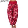 BITCED 15 Color Women Casual Elastic Waist Plus Size Print Long Trousers Straight Loose Long Pants Haren