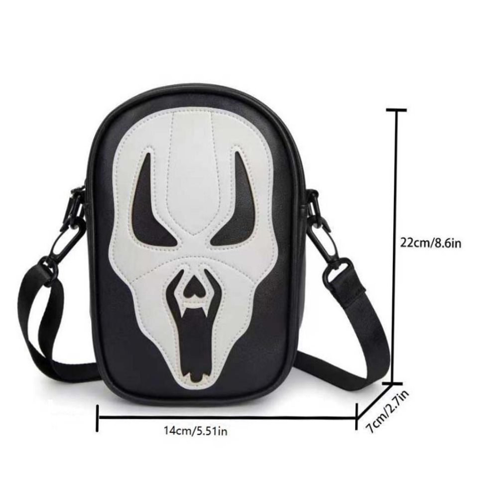 Square Halloween Skull Crossbody Bag Waterproof Halloween Ghost Skull Coin Purse Bag Men