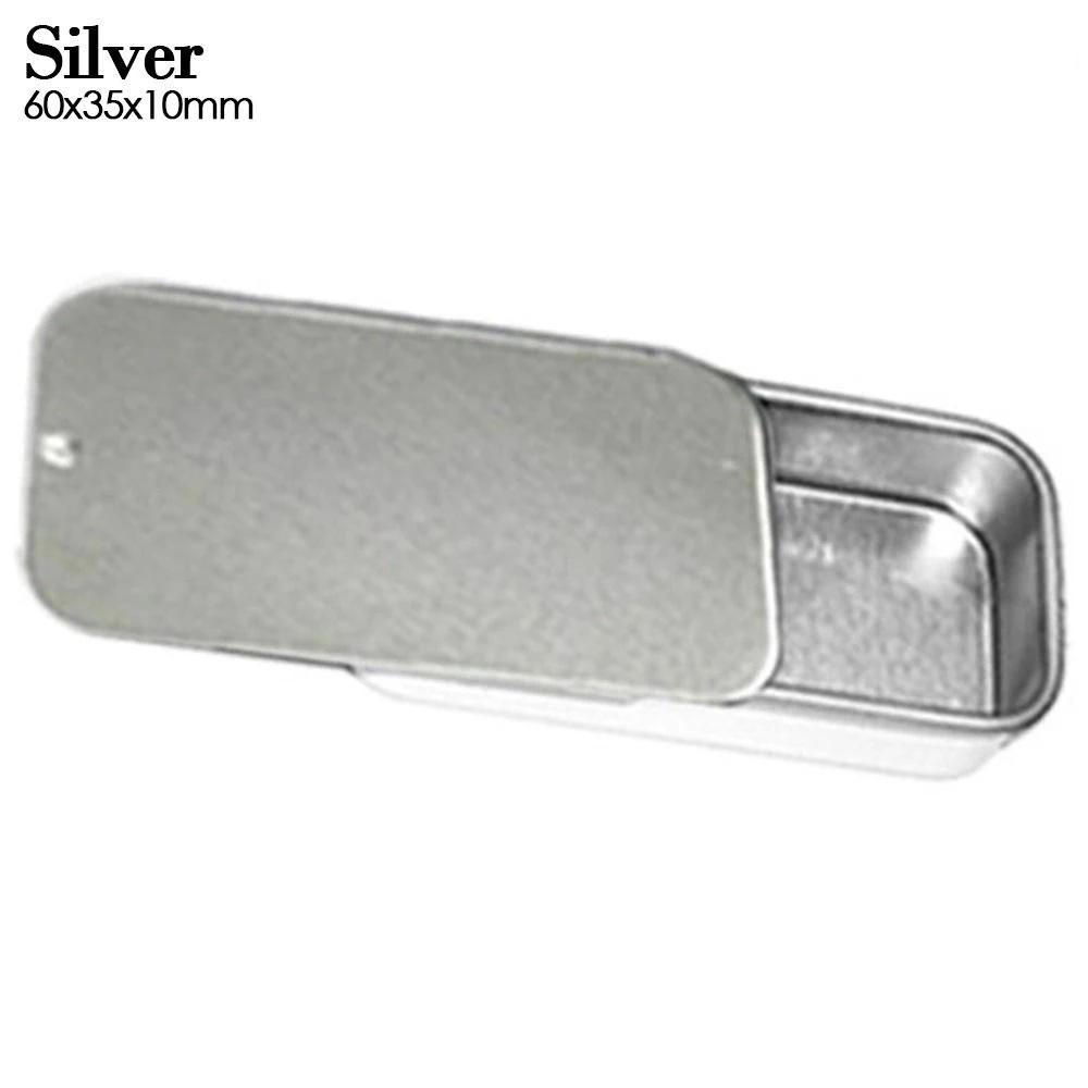 1Pc Rectangular Empty Mini Tin Box Tinplate Push Candy Pill Cases Bins Jar Hinged Containers Aluminum Small Organizer StorageBox