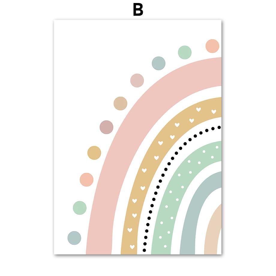 Pink Mountain Sun Rainbow Quote Bohemian Nursery Nordic Posters, Wall Art Canvas Painting Pictures, Perfect for Baby Kids Room