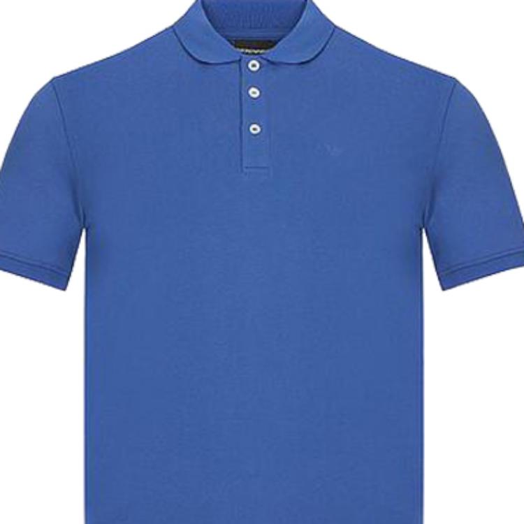 Emporio Armani Ss22 Brand Logo Pattern Solid Color Short Sleeve Polo Shirt Men Polo Shirts Blue 8N1F92-1JPTZ-0945
