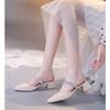 Neue koreanische Version Mode Strass Zehenpantoffeln dickabsatz spitz Damen Sommer Hongkong-Stil zwei Tragearten Sandalen