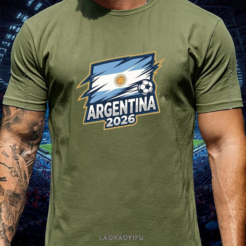 Unisex Unisex Argentina National Team Champion T Shirt High Deunisexd Tear Edge Sun Flag Side Soccer 2026 Graphic Cotton Fan Tshirt