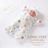 Cream de Coco Gauze Bear Print Sleep Long Vest for Warmth Made in Size One Size Fits All 6-Layer Vest, [Soft/Comfortable] Baby, 100% Cotton, Japan, K,