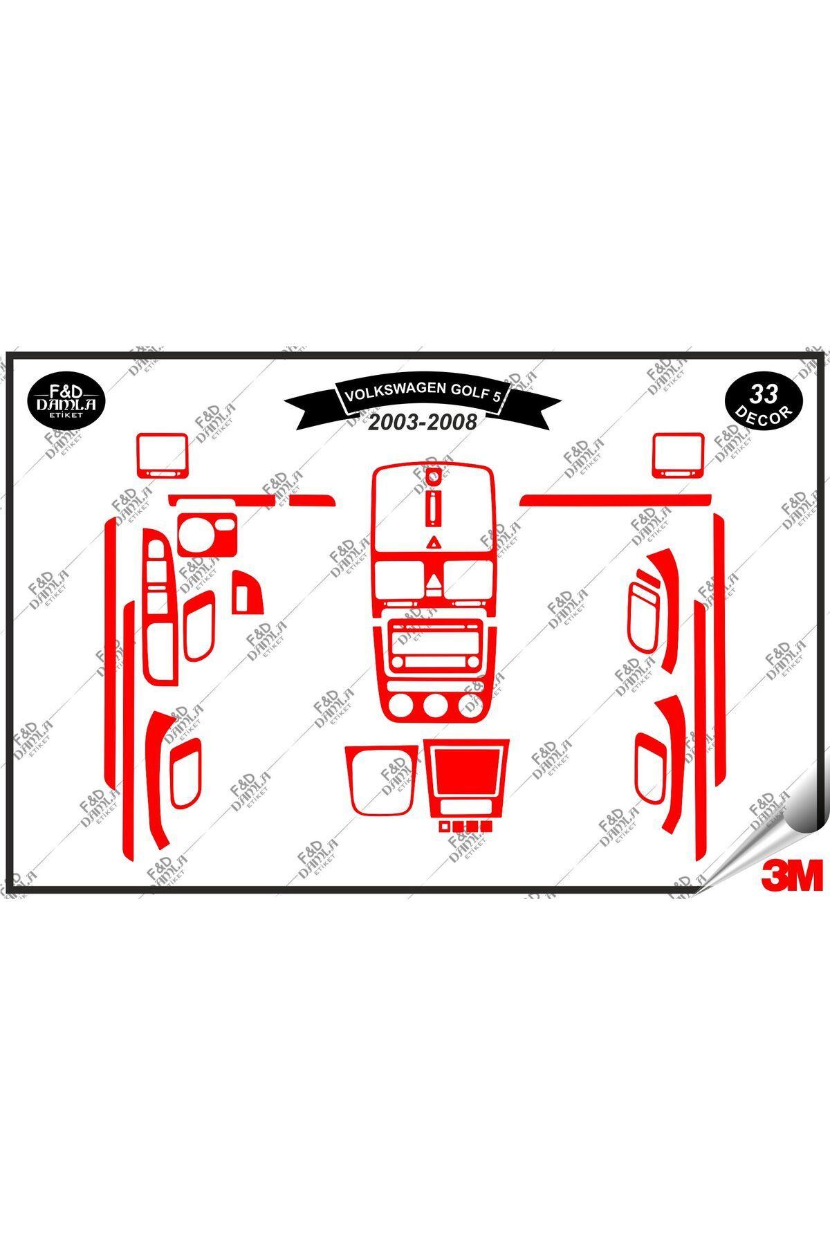

Volkswagen Golf 5 2003-2008 Torpido Konsol Trim Göğüs Maun Kaplama Set 33 Parça Kırmızı