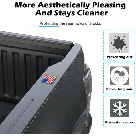 n Flag Stake Pocket Covers, Rear Truck Bed Rail Black&CBlue&Red