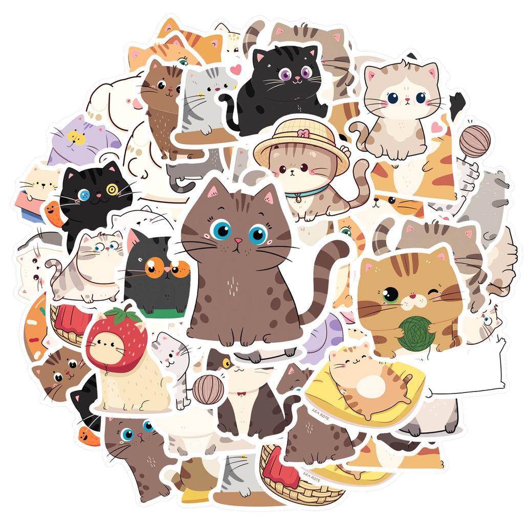 35pcs Playful Animals Stickers Cute Cats Stationery Stickers Cute Stickers For  Laptop Luggage Scrapbook Diary Sticker DIY