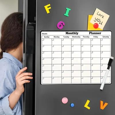1pc Stylish Magnetic Dry Erase Calendar - Versatile Monthly Planner for Refrigerator - Easy Kitchen Organization & Decor