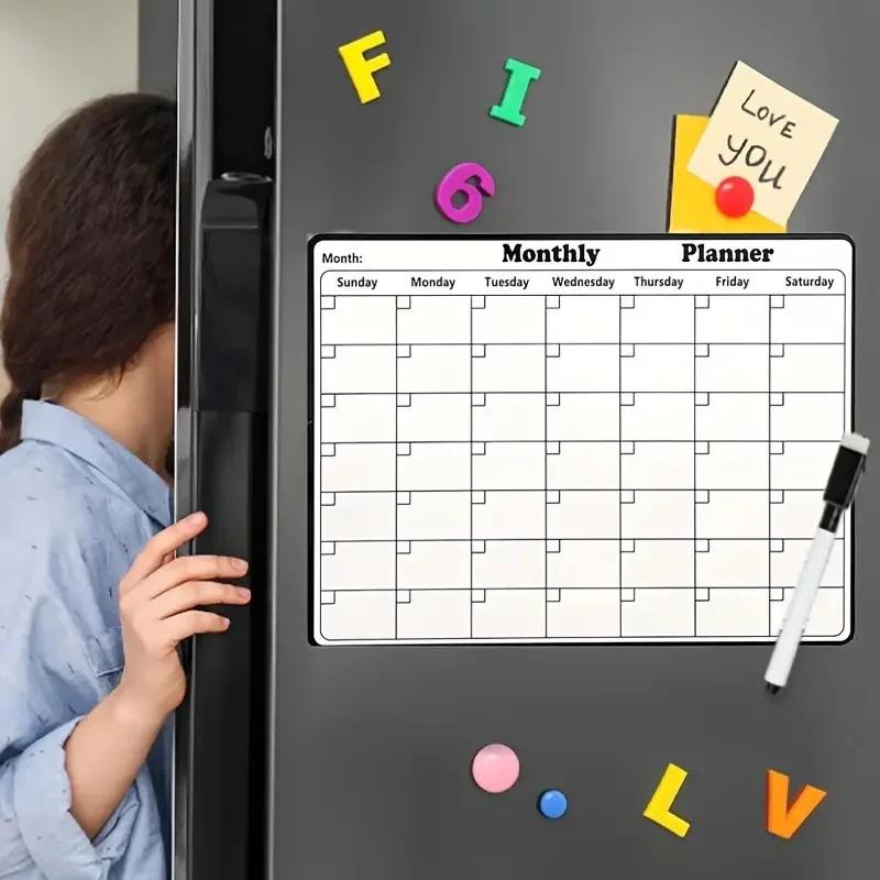 1pc Stylish Magnetic Dry Erase Calendar - Versatile Monthly Planner for Refrigerator - Easy Kitchen Organization & Decor