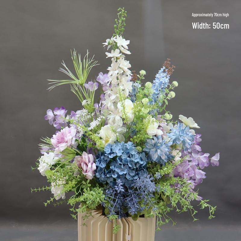 Mori Style Silk Floral Aisle Decoration In Blue & Purple