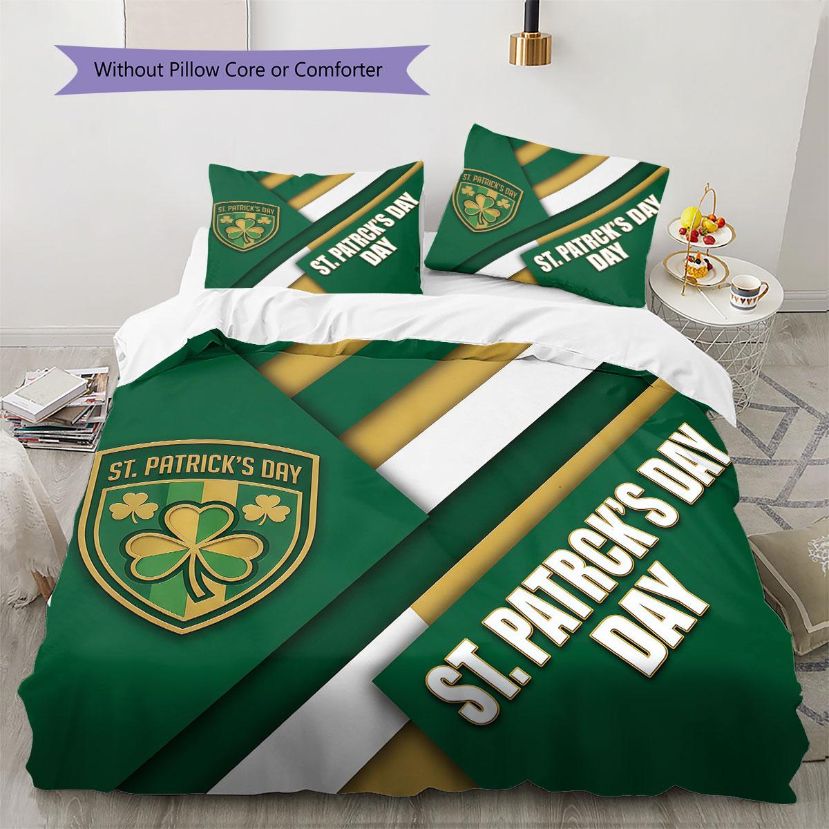 

St. Patrick-style team Pattern Bedding Quilt Set Quilt Cover Pillowcase Home Decoration Birthday Gift (1 * duvet cover + 2 * pillowcase, without core) 135x200cm