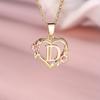 1 Pc Golden Color 26 English Letter Heart Necklace Rose Flower Pendant Wedding Band Jewelry Valentine's Day Gift