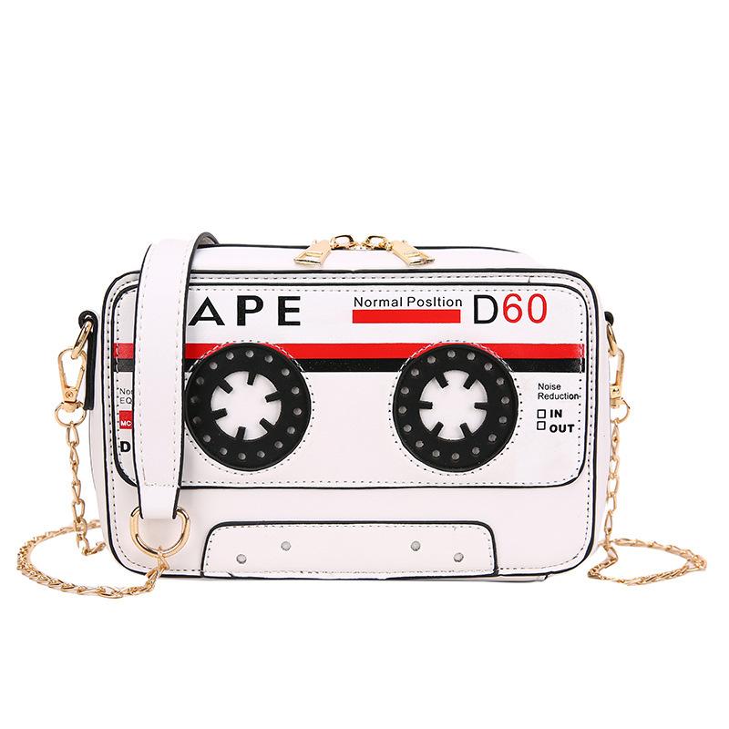 

New women s bag fashion funny personalized audio tape messenger bag chain small bag tape dinner bag белый