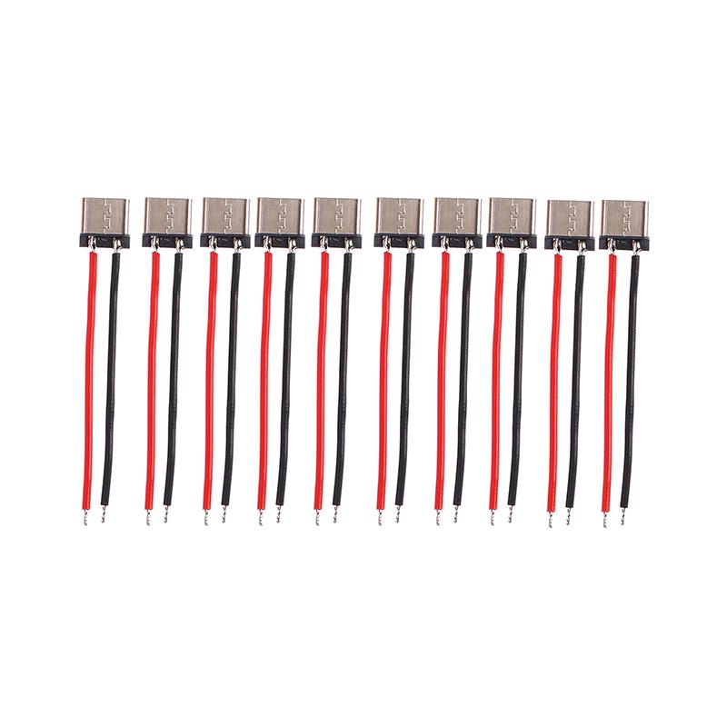 10Pcs Micro Usb Type-C 2Pin Horizontal 2P Simple Soldered Male Plug-In Board Quick Charging Connector