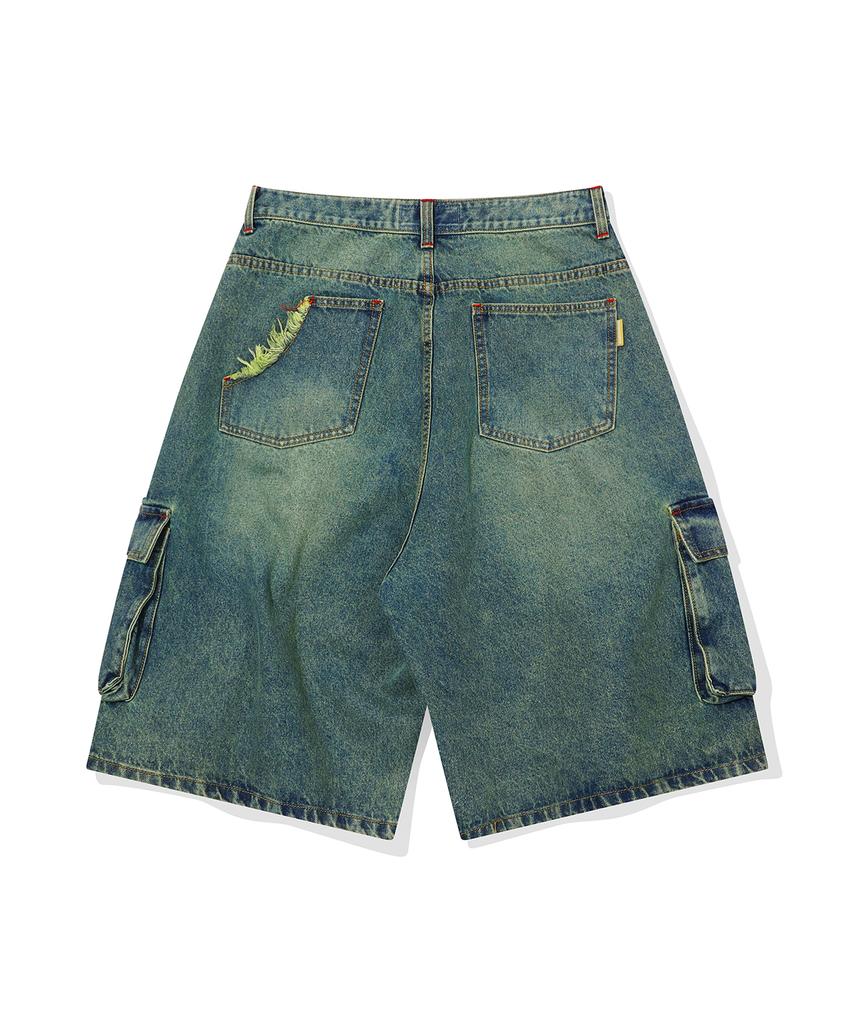 MAINBOOTH Vintage Cargo Denim Shorts(Blue)