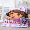 Dora Explorer Customize Your Name Blanket Lightweight Customizable Blanket Soft Warm Cozy for Picnics Home Decor Seaside Office Ideal for All Seasons