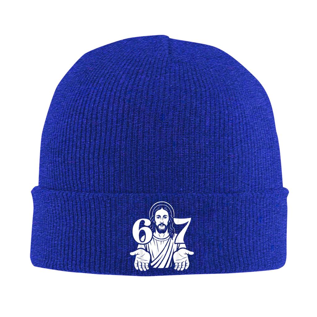 Six Seven Jesus 6 7 Funny Meme 67 Slang Christian Beanie Hats Knit Hat Adult Funny Head Wrap Caps Autumn Hippie Bonnet Hats