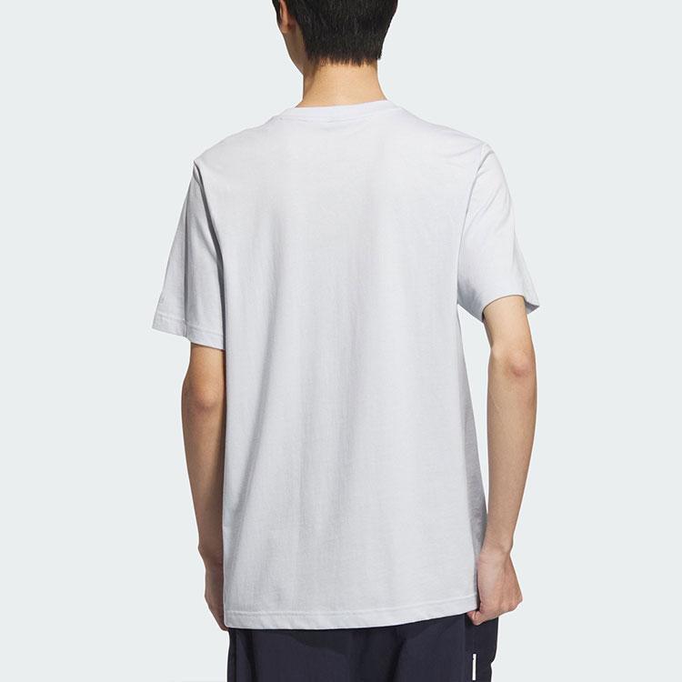 Adidas Printed Letter Breathable Round Neck Short Sleeve T-Shirt Unisex T-Shirt Light-Blue JI9071