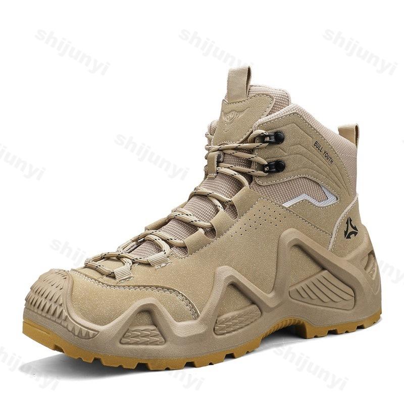 Men Tactical Boots with Straps 2025 Autumn Combat Training Straps Outdoor Hiking Breathable Shoes Multifunctional Motorcycle